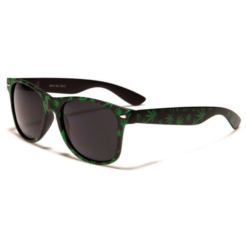 Classic Black Sunglasses With Leaf Print